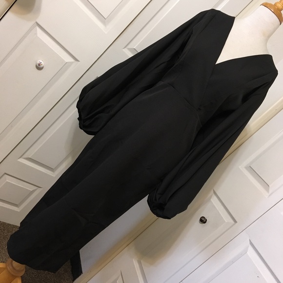 Black Cocktail Dress Balloon Sleeve - Picture 2 of 7